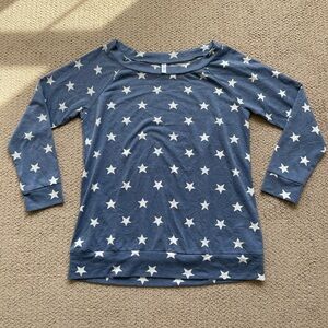 Blue Star Print Long Sleeve Top